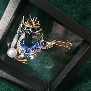 Reindeer Rhinestone Brooch Includes Floating Frame
